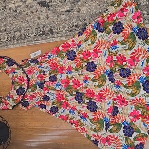 SAM AND JESS BRAND WOMEN'S PLUS PINK & BLUE FLORAL LONG DRESS SIZE 3X